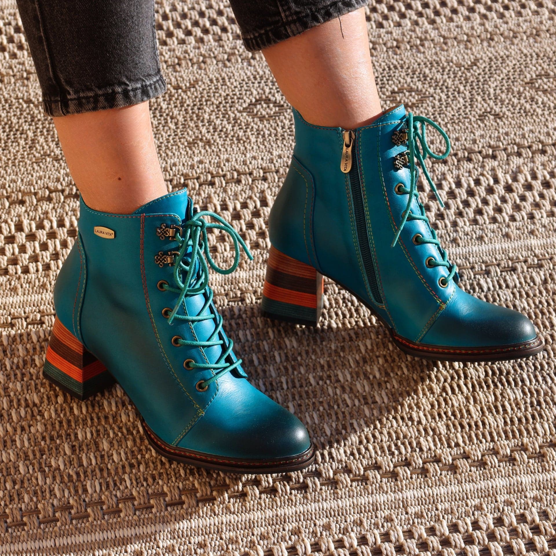Bottines Chelsea Femme Laura Vita 'Rejineo 78 Zip' Pointure 37 EU - Noir - Cuir Et Textile - Neuf