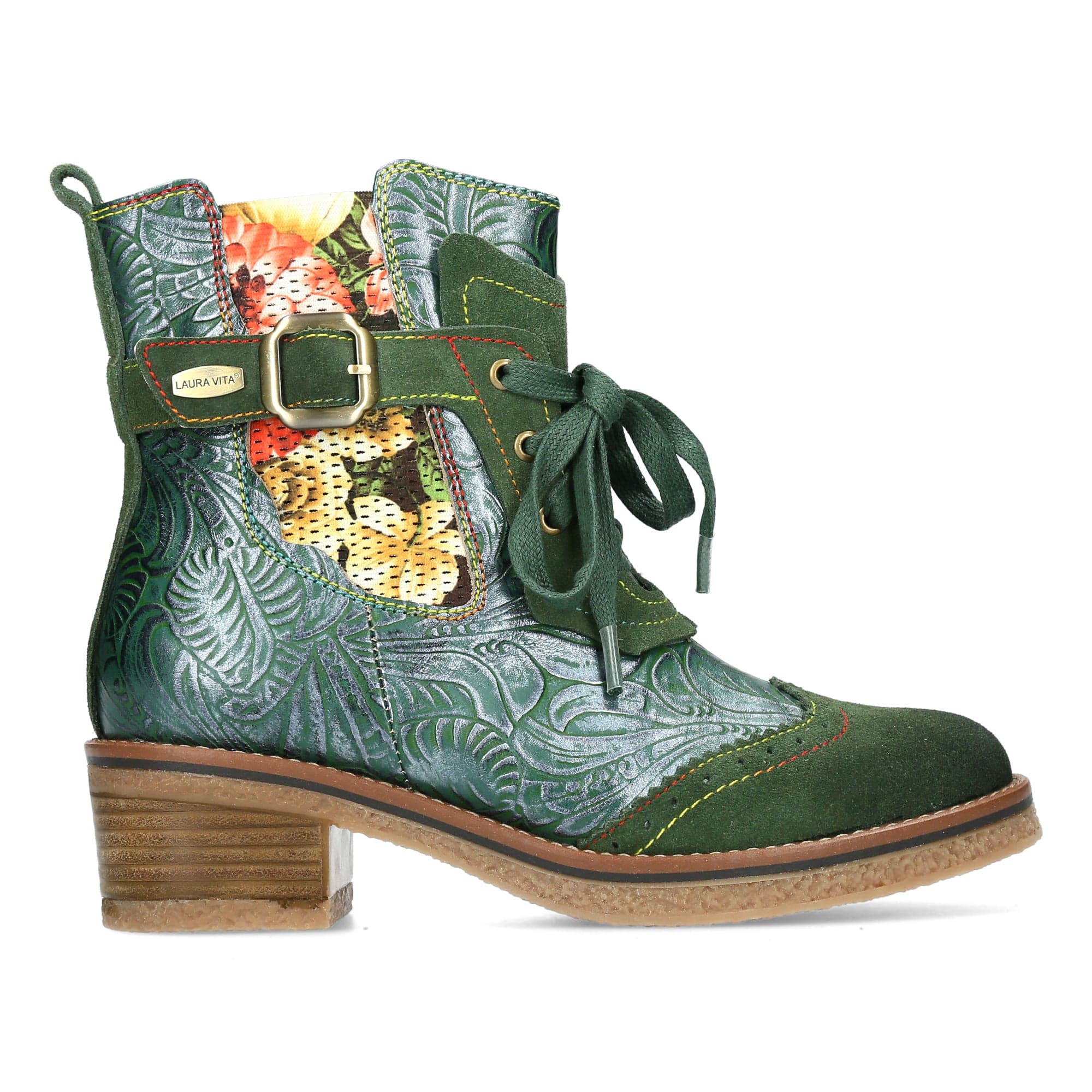 LAURA VITA Stivali Donna Maeleo 04 – Alti, In Pelle E Tessuto, Tacco 7.5 Cm – Colori Marrone E Blu
