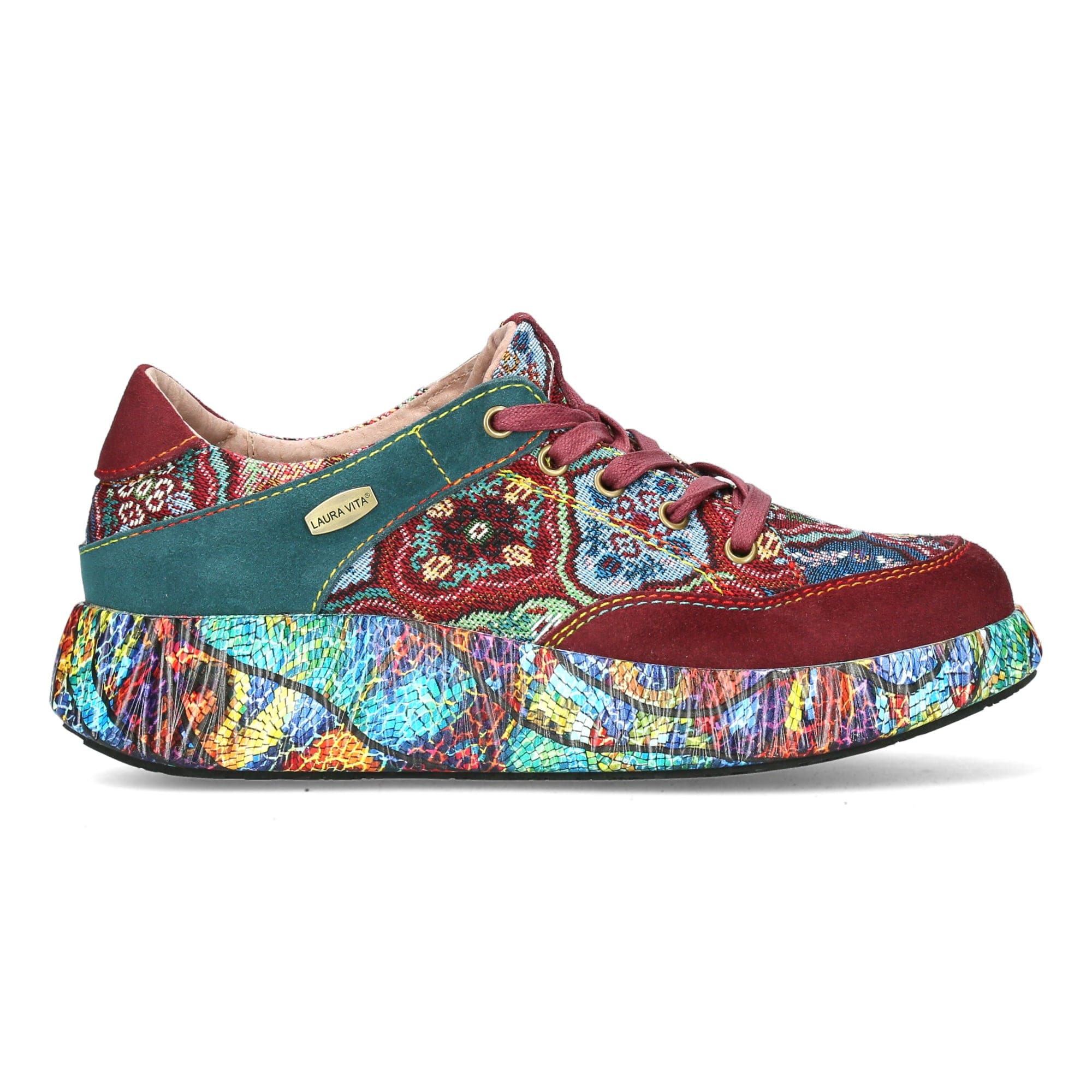 Laura Vita Bottines Femme Motif Floral Clous Et Talon Argenté