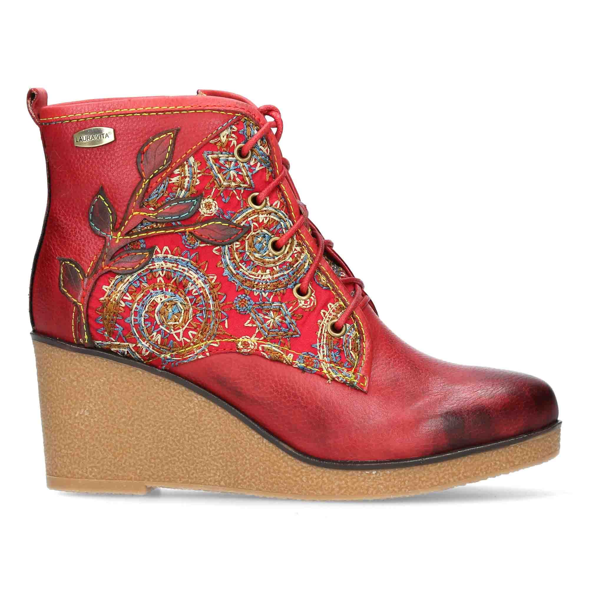 Bottines Femme LAURA VITA Ercnaulto 212 - Cuir Et Textile, Motif Floral, Talon 4,5 Cm