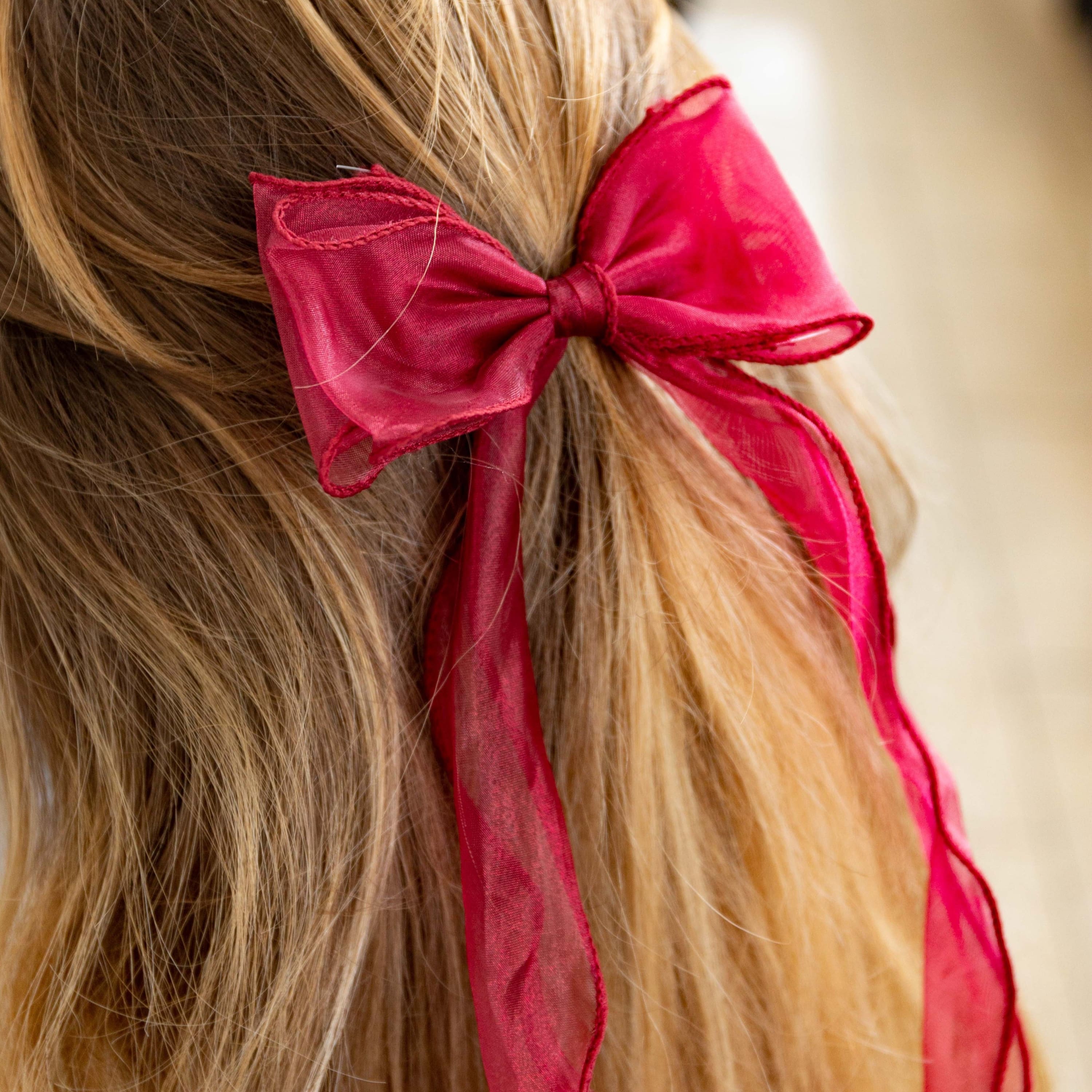 Fermaglio per capelli in organza - Rosso - Foulard