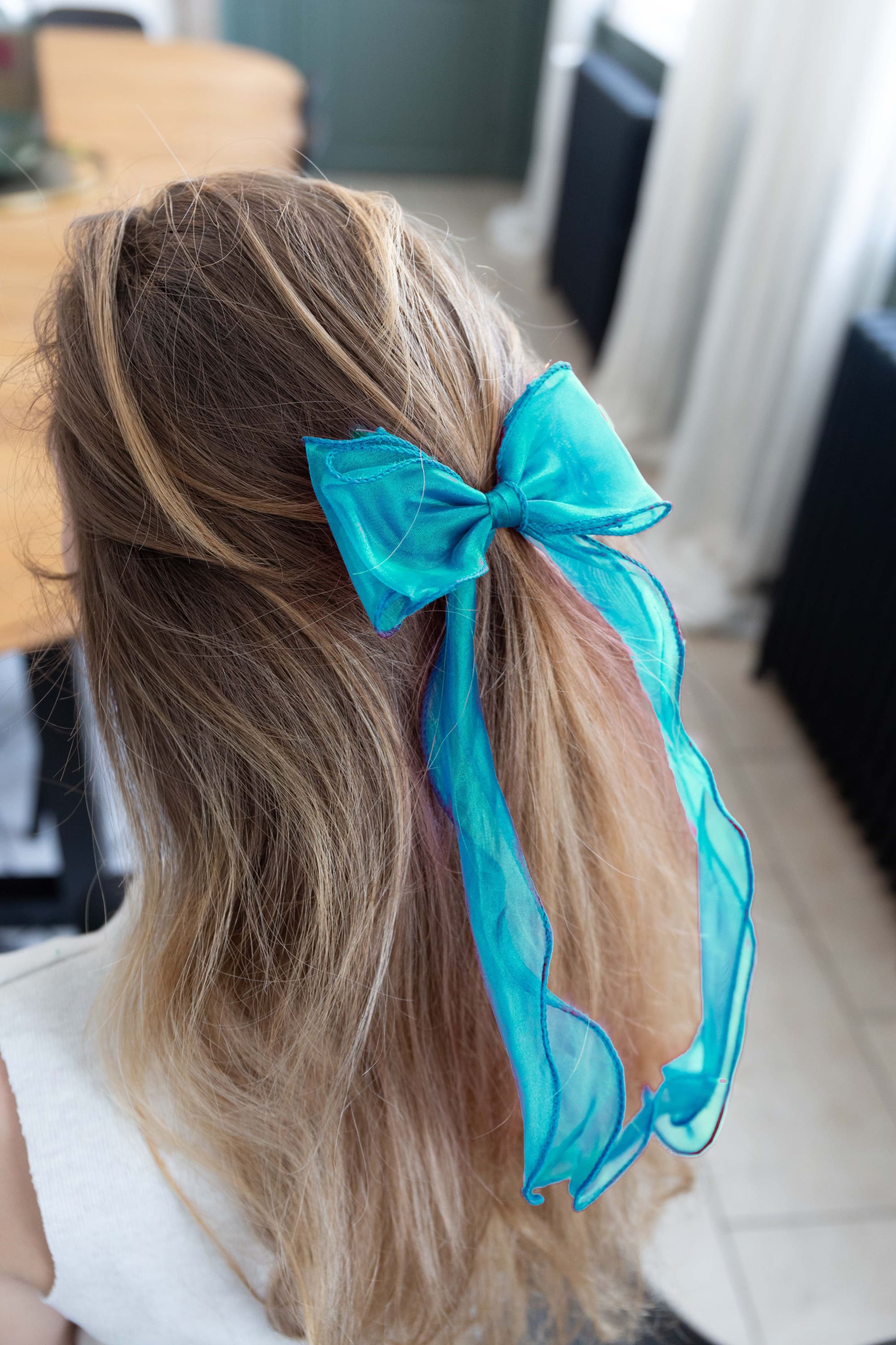 Organza hair clip - Turquoise - shawl