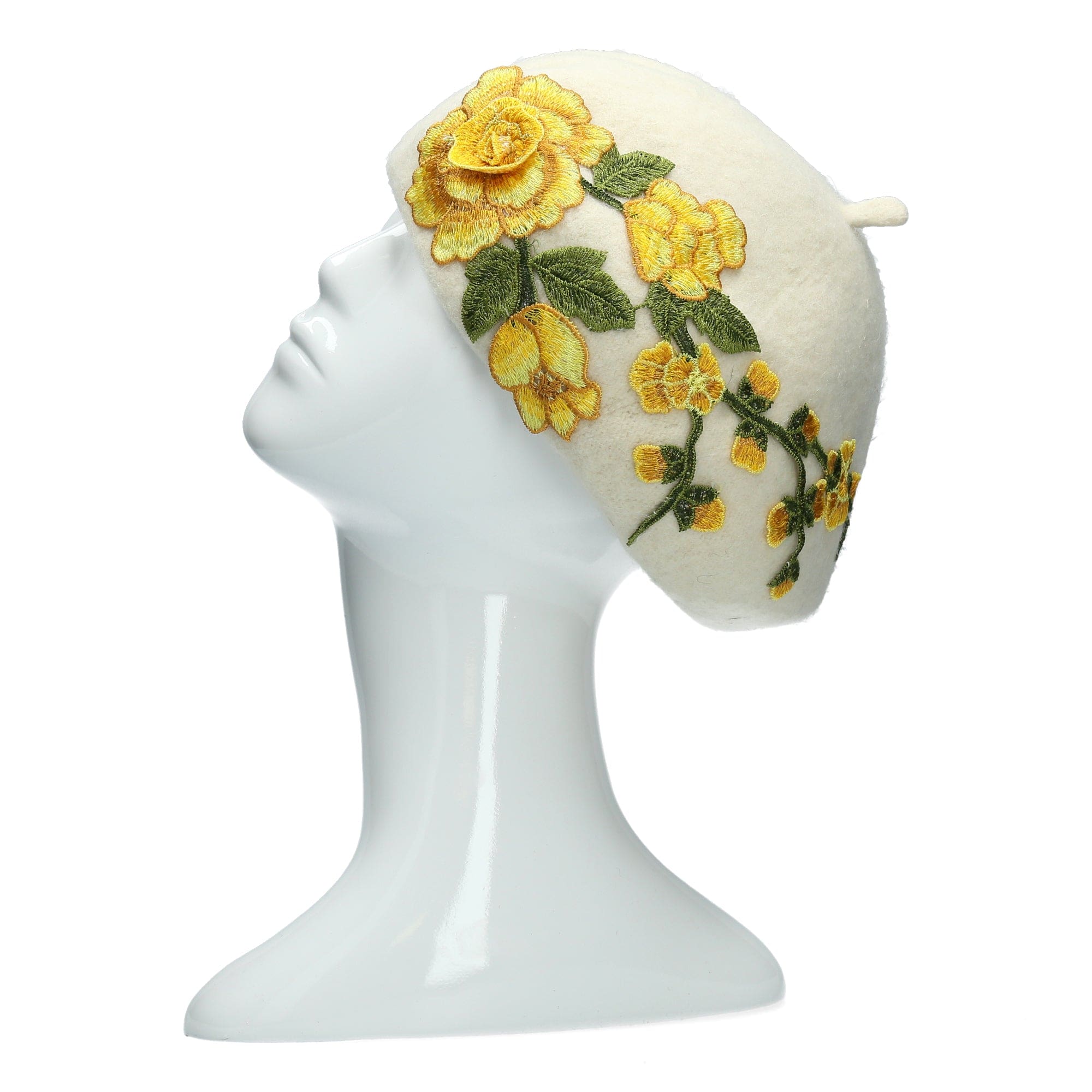 Emylle flower beret - Yellow - Hats