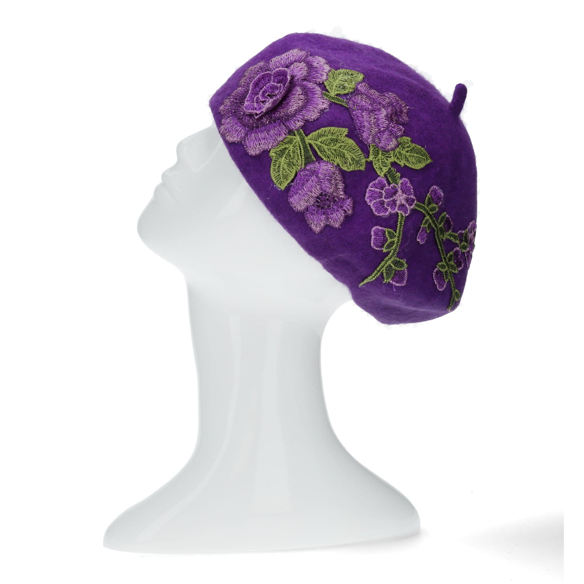 Emylle baret met bloemen - Violet Hoeden
