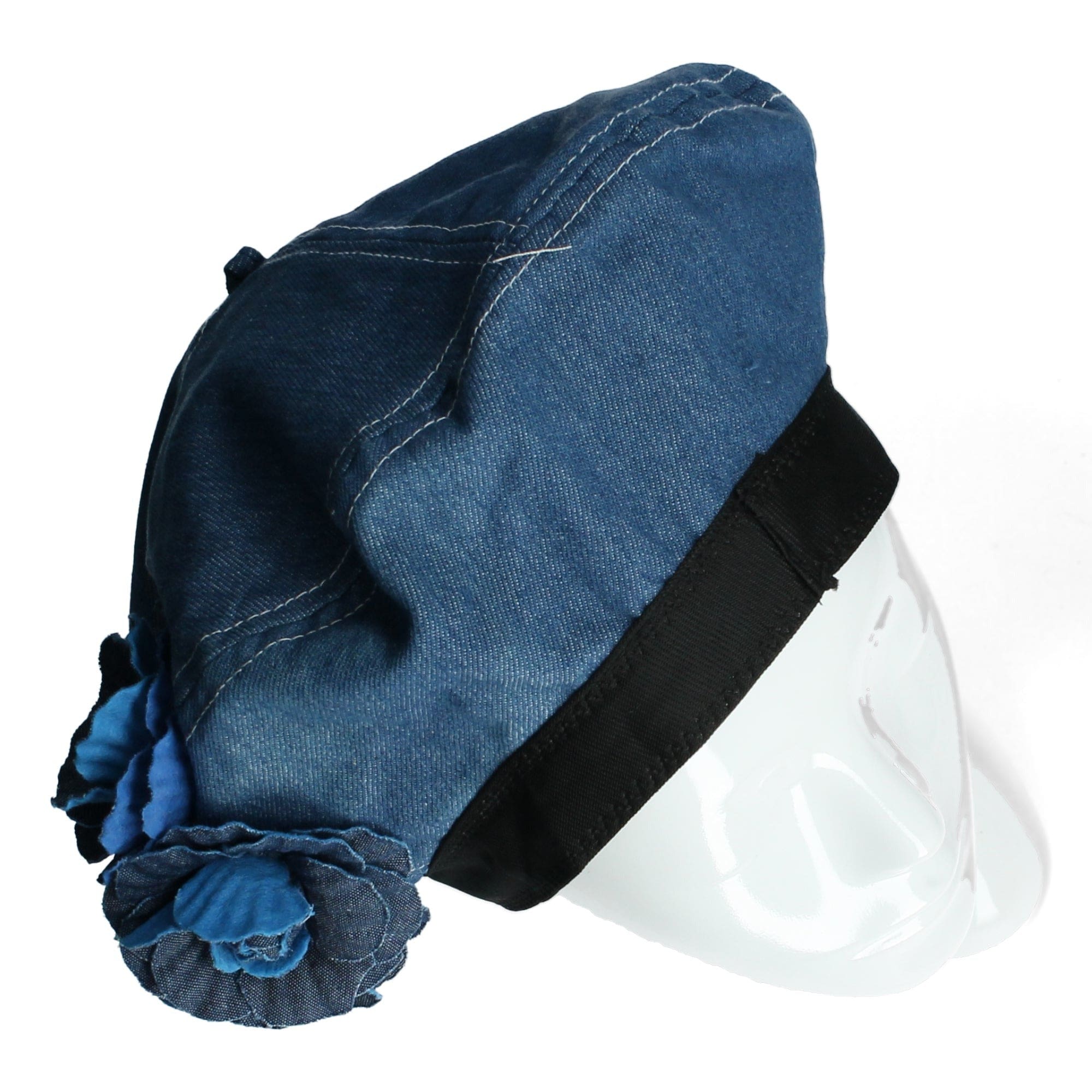 Jeans beret with flowers - Hats