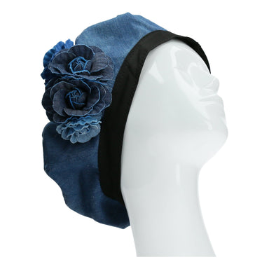 Jeans beret with flowers - Hats