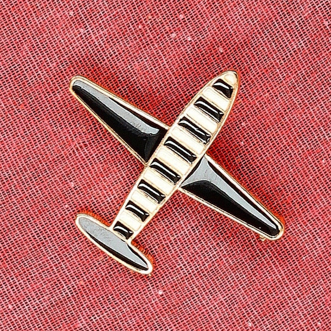 Jewel brooch Airplane - Black - Necklace
