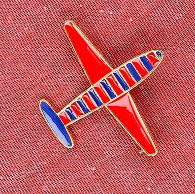 Smyckenbrosch Flygplan - Röd - Halsband