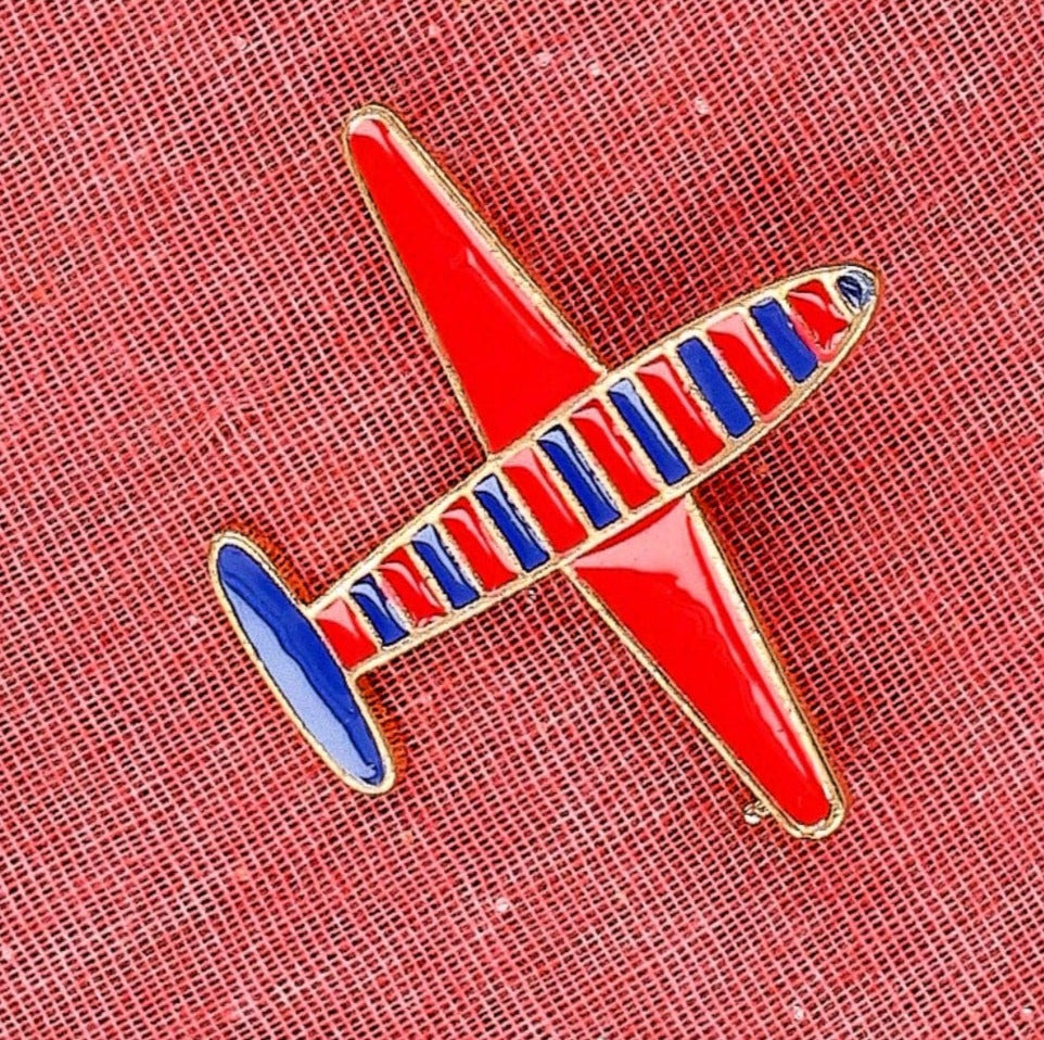 Jewel brooch Airplane - Red - Necklace