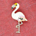 Pink Flamingo brooch - White - Necklace