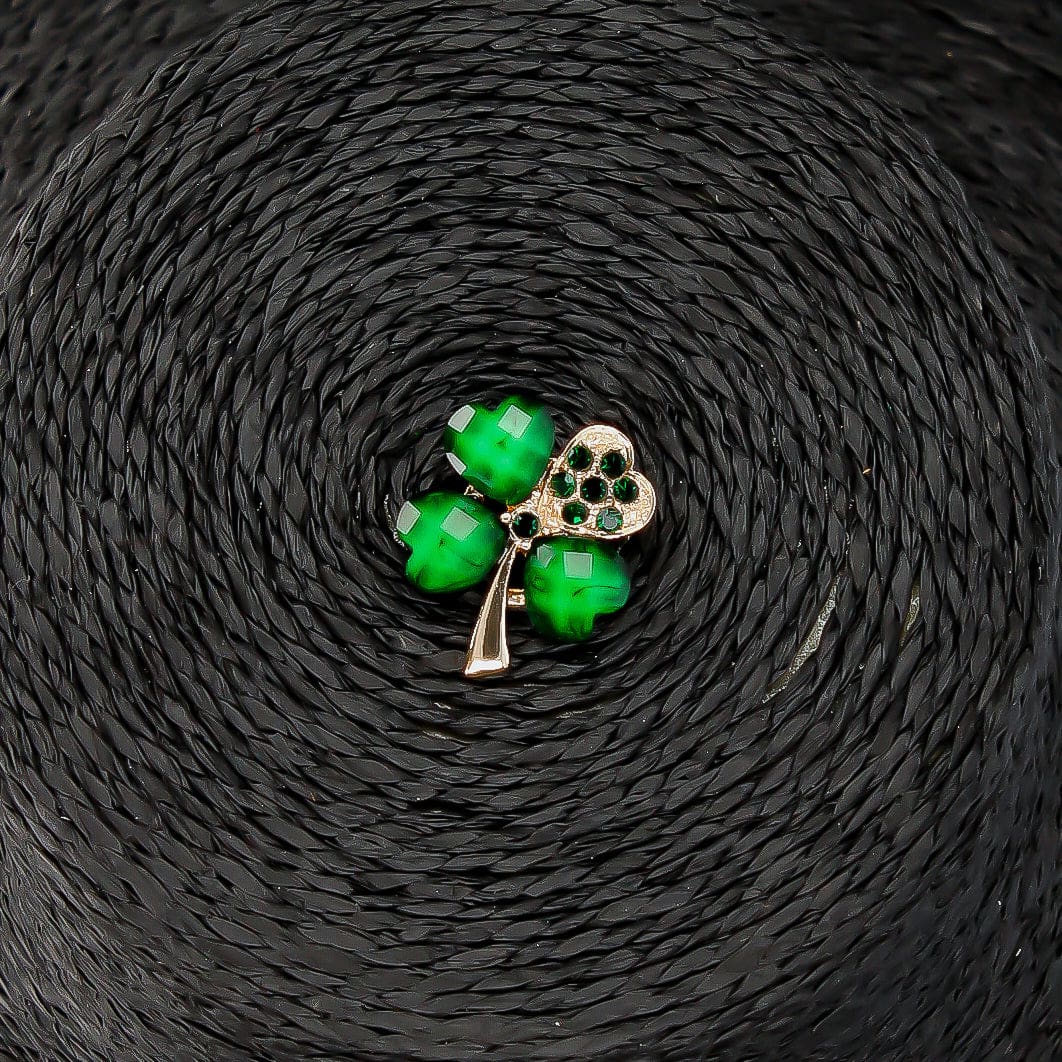 Spilla a forma di trifoglio - Verde - Collana