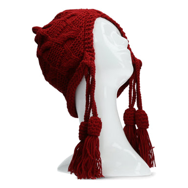 Cappello etnico rosso lavorato a maglia - Cappelli