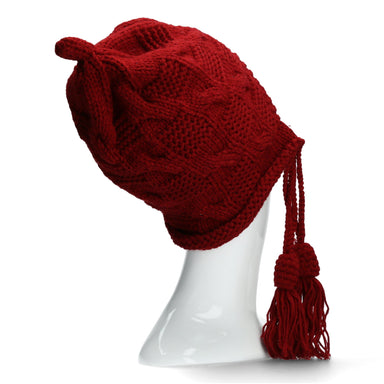 Bonnet ethnique en tricot rouge - Chapeaux