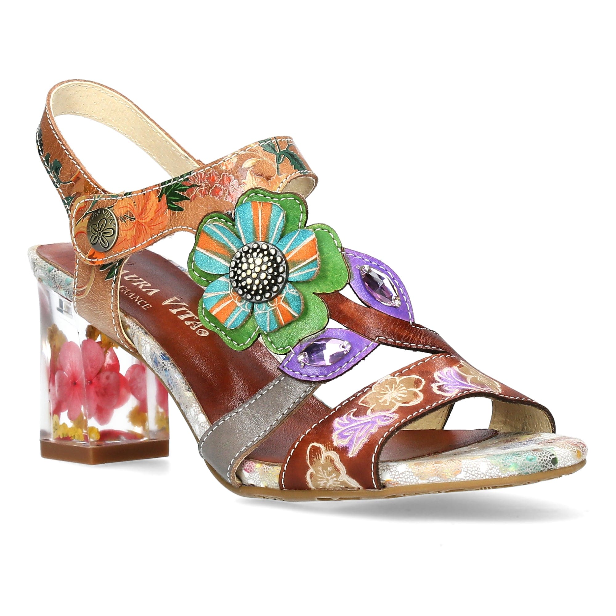 Sandalias De Cuero Laura Vita Dacxo 01 Para Mujer - Tacón Block Y Hebilla Elegante