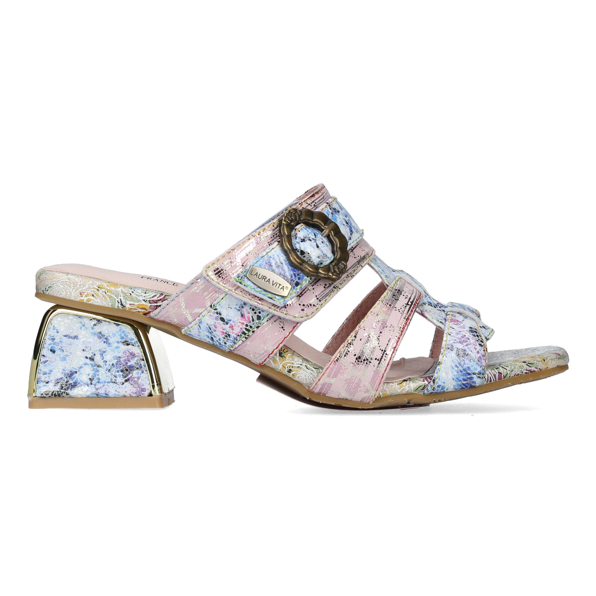 thumbnail: Laura Vita Sandalen Voor Dames Decbyo 01 - Leren Sandalette Met Blockabsatz En Klettverschluss