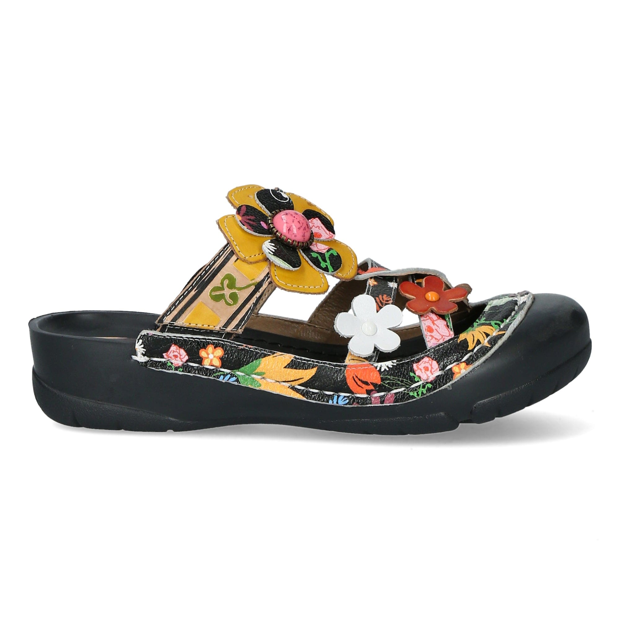 PHENIX Flower Shoes - 35 / Black - Mule