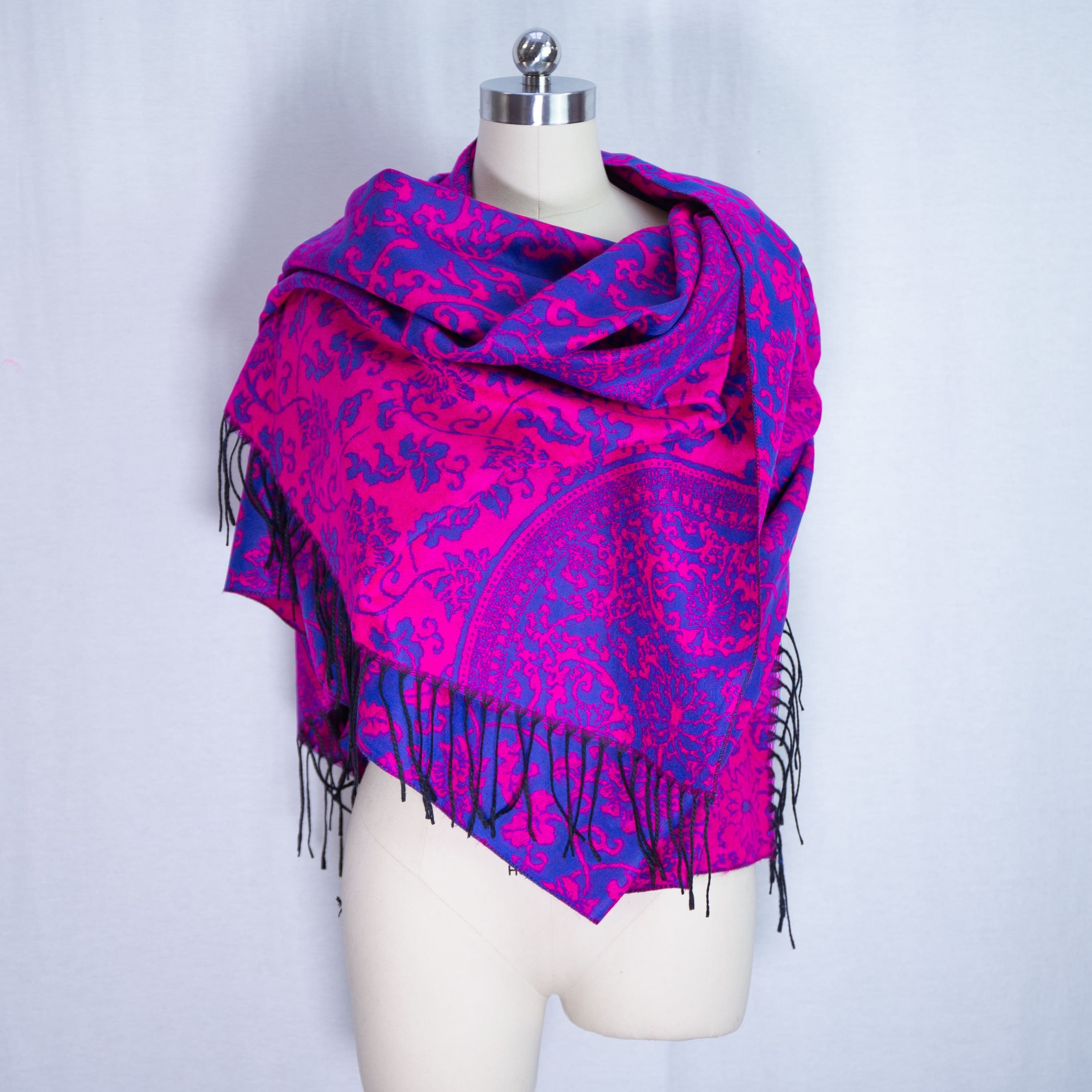 Large shawl cashmere pashmina - Fuschia - shawl