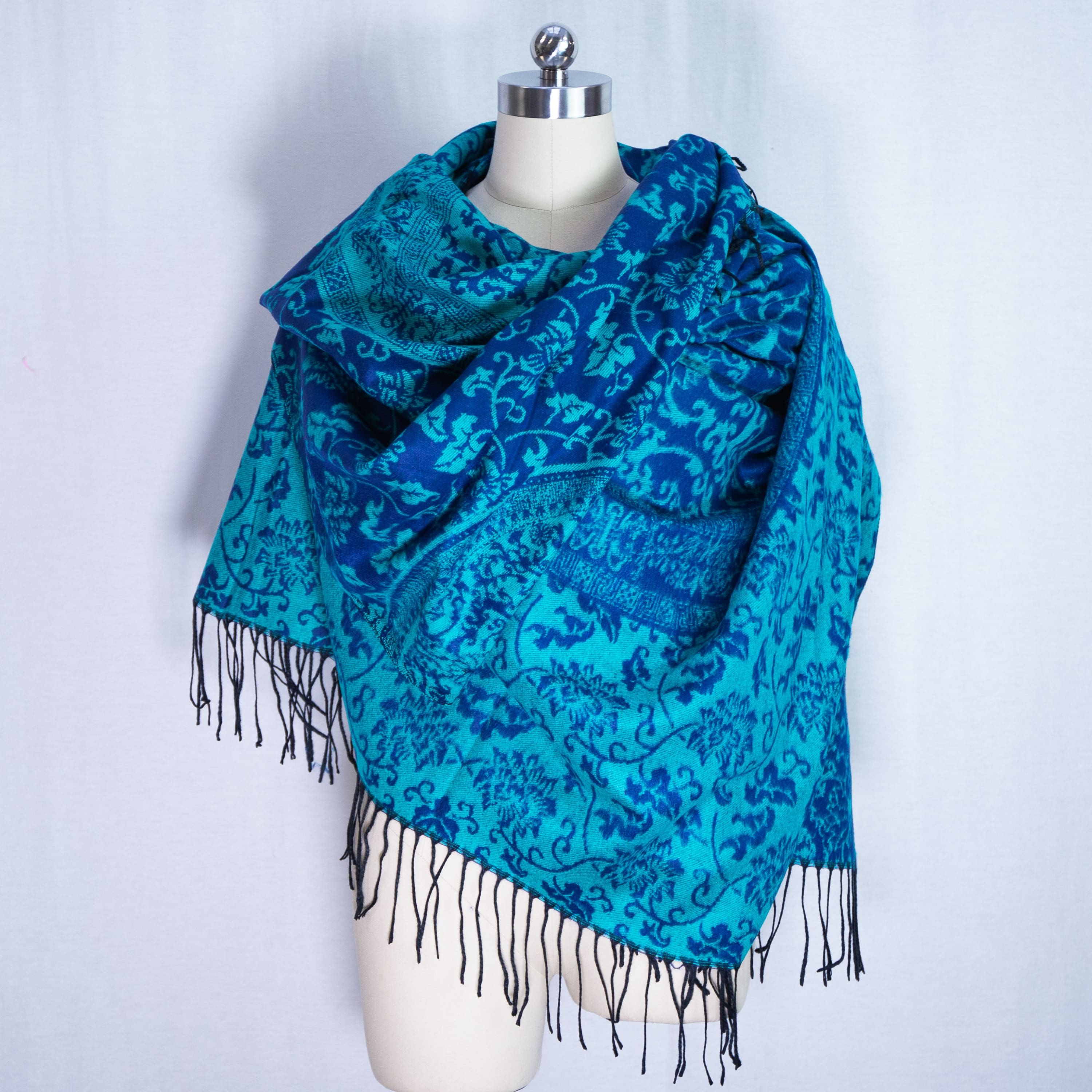 Large shawl cashmere pashmina - Turquoise - shawl
