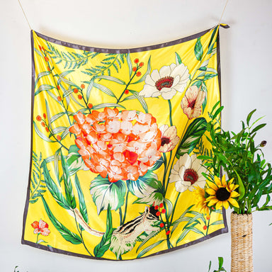 Flowery printed silk square - shawl