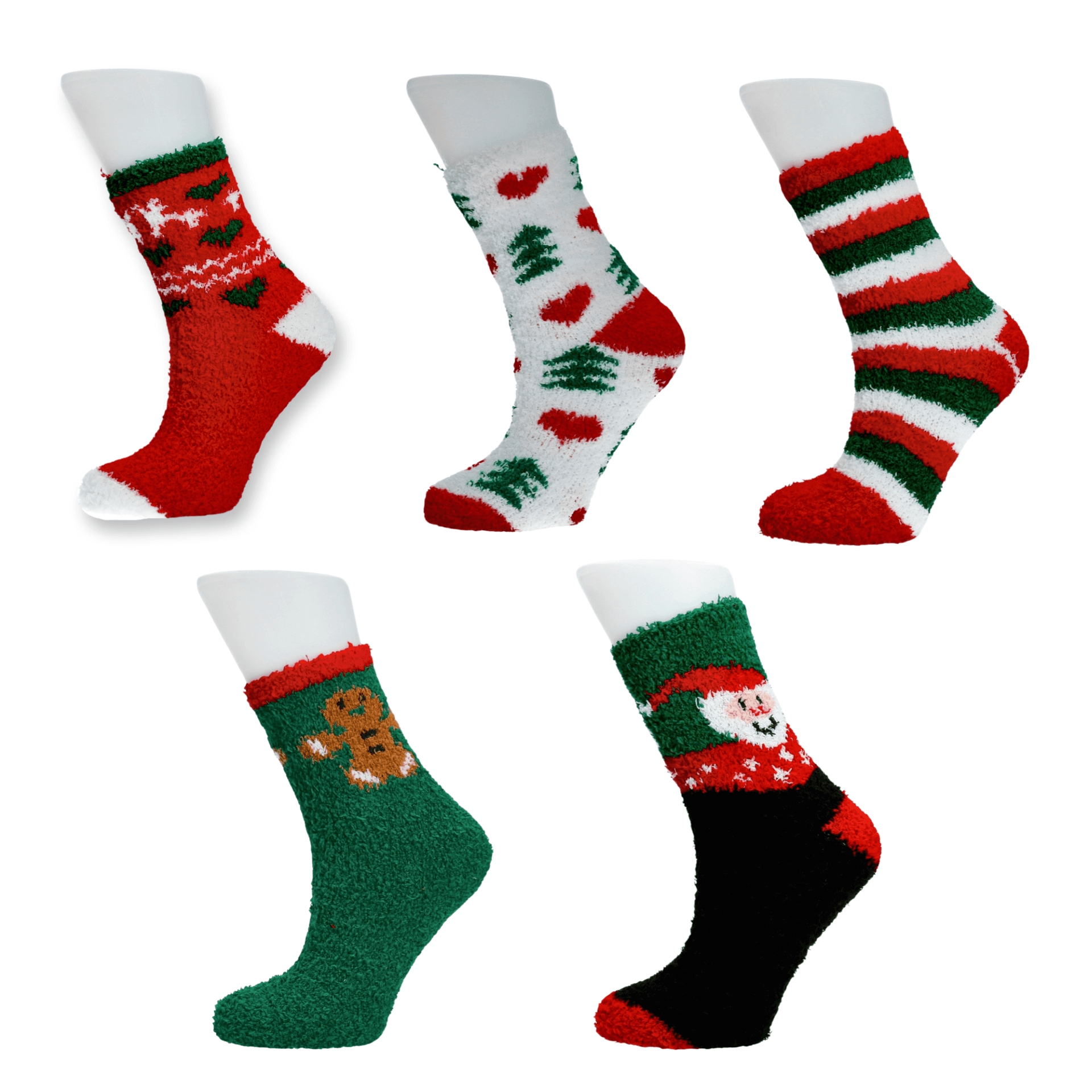 Pack of 5 pairs of Christmas fuzzy socks