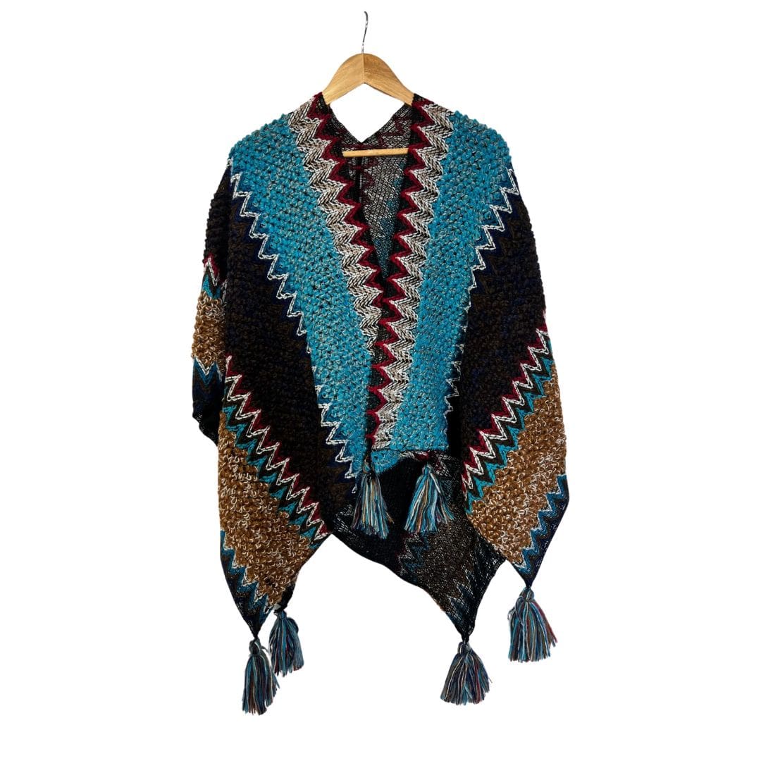 Marina Shawl Poncho - Blue - shawl