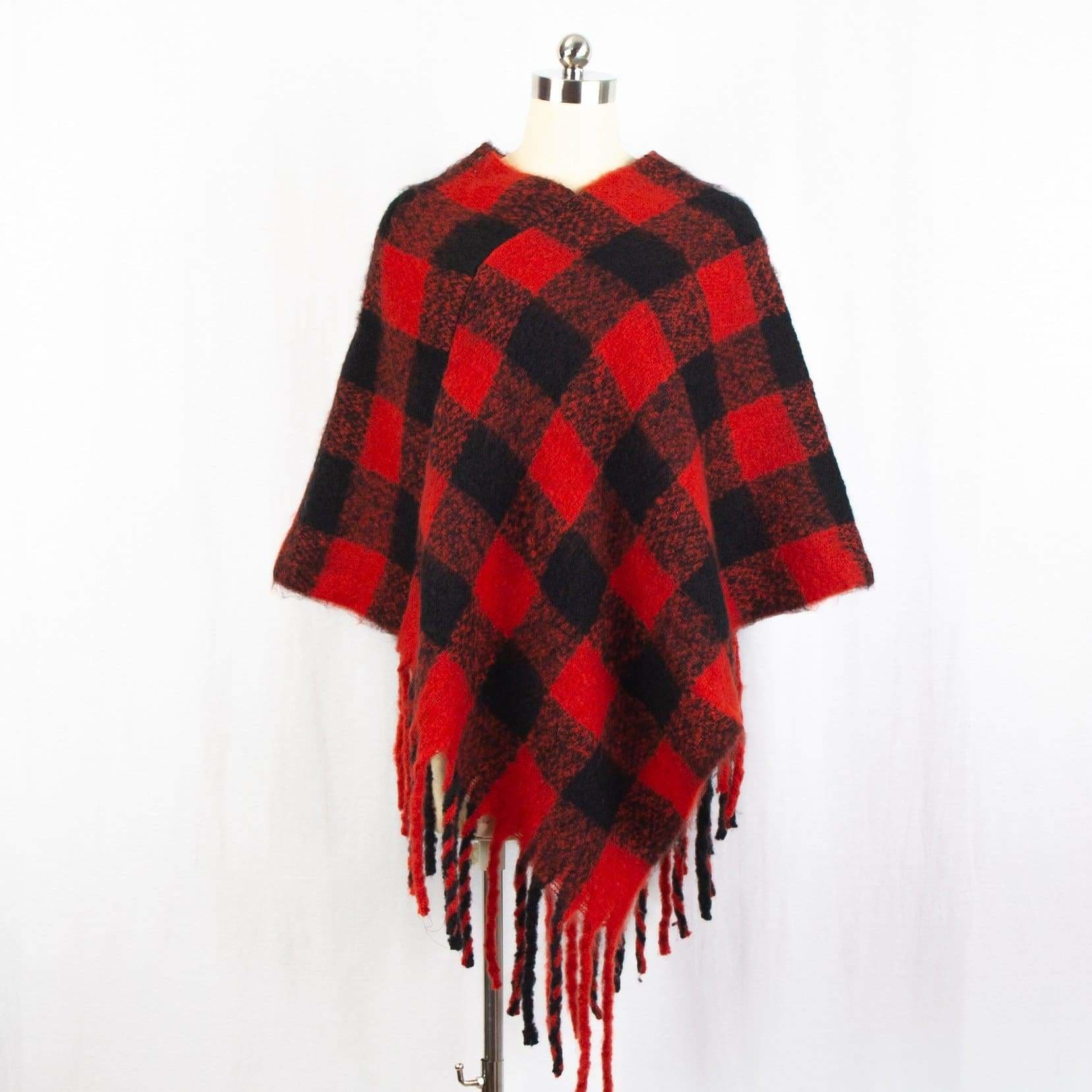 Palmira Poncho - Red/Black - shawl