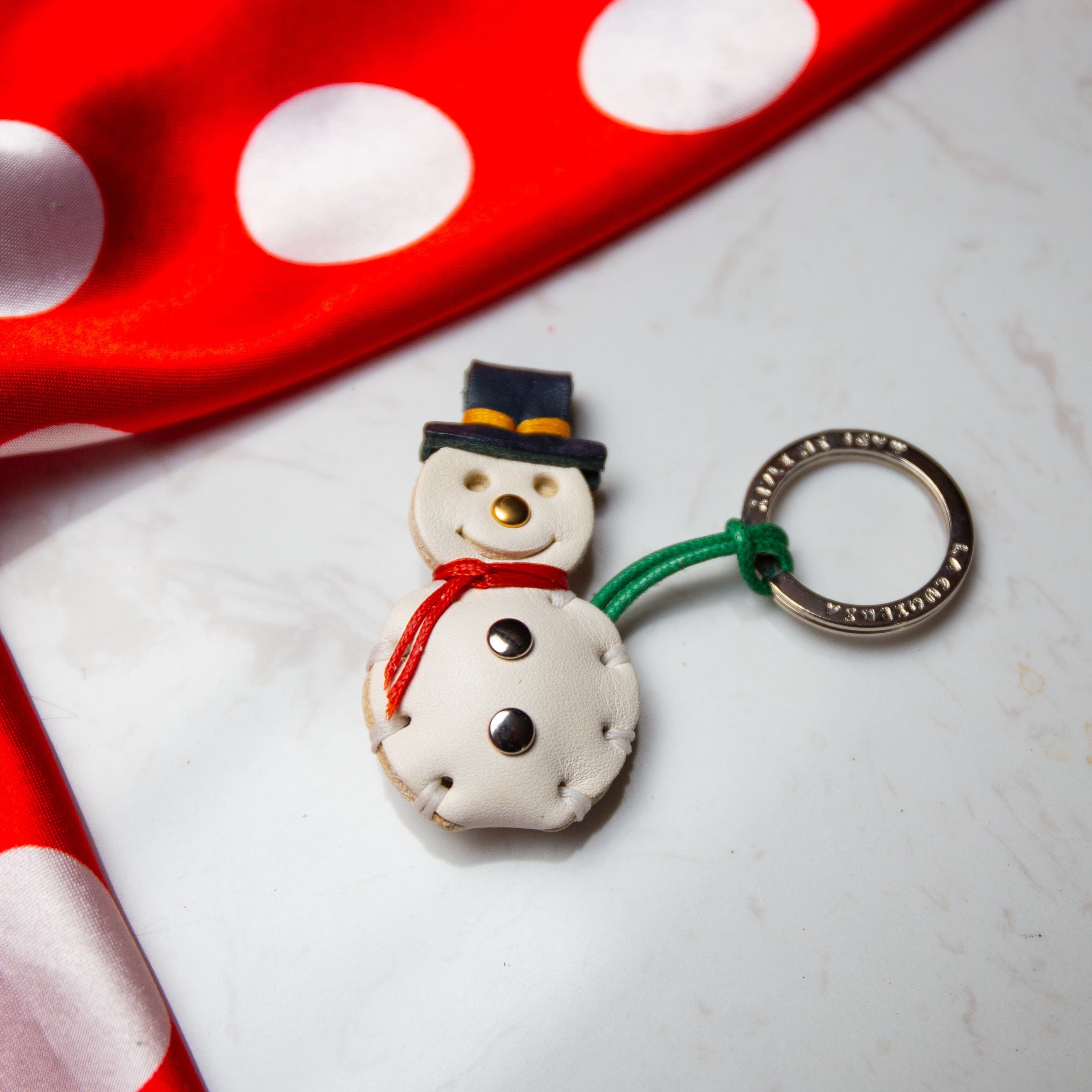 Kerstmis sleutelhanger - Sneeuwpop - Kleine lederwaren