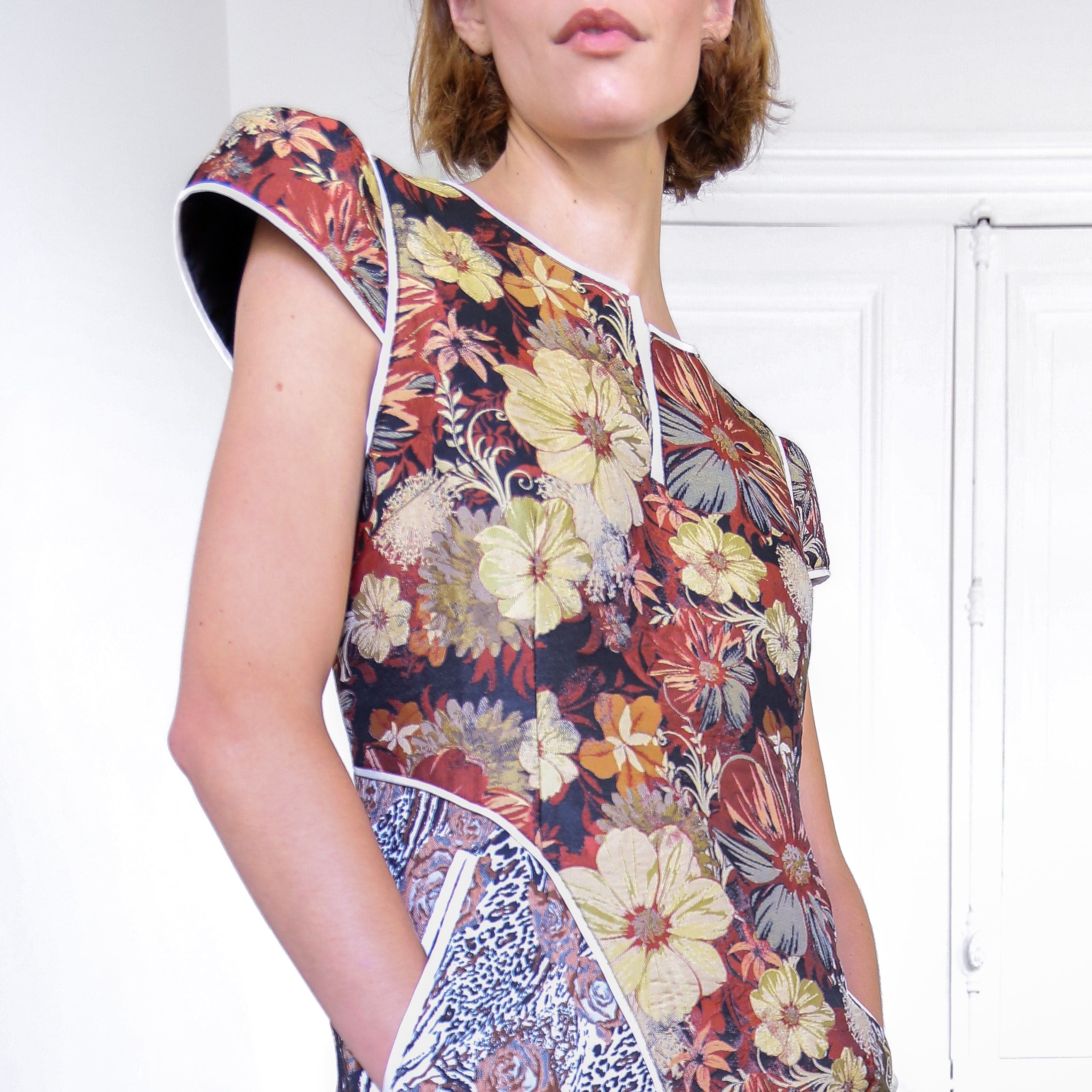 Ouranos patchworkowa sukienka miedziana Studio - Sukienki
