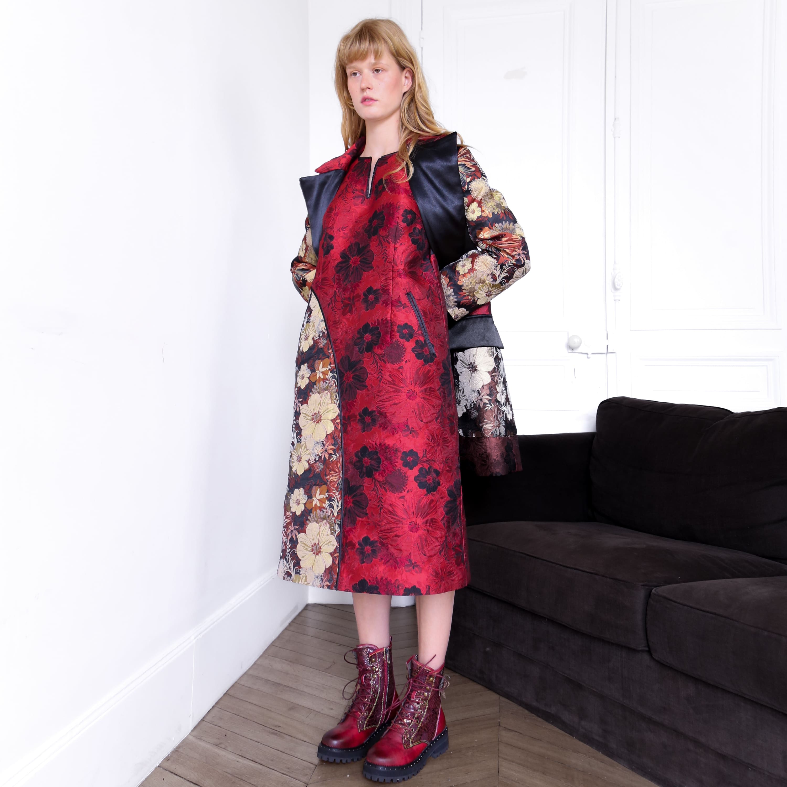 Ouranos rød patchwork kjole Studio - Kjoler
