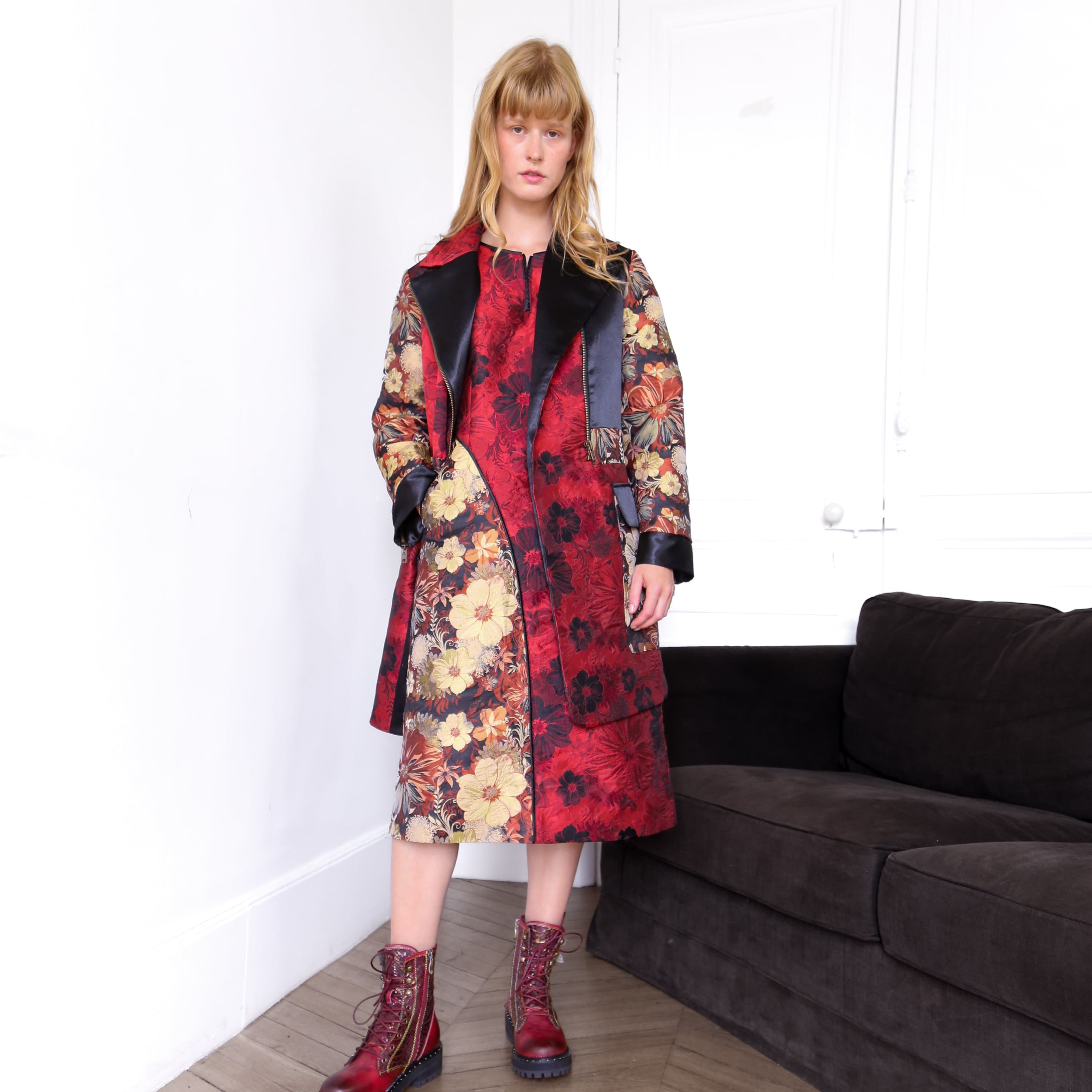 Robe Ouranos patchwork rouge Studio - Robes
