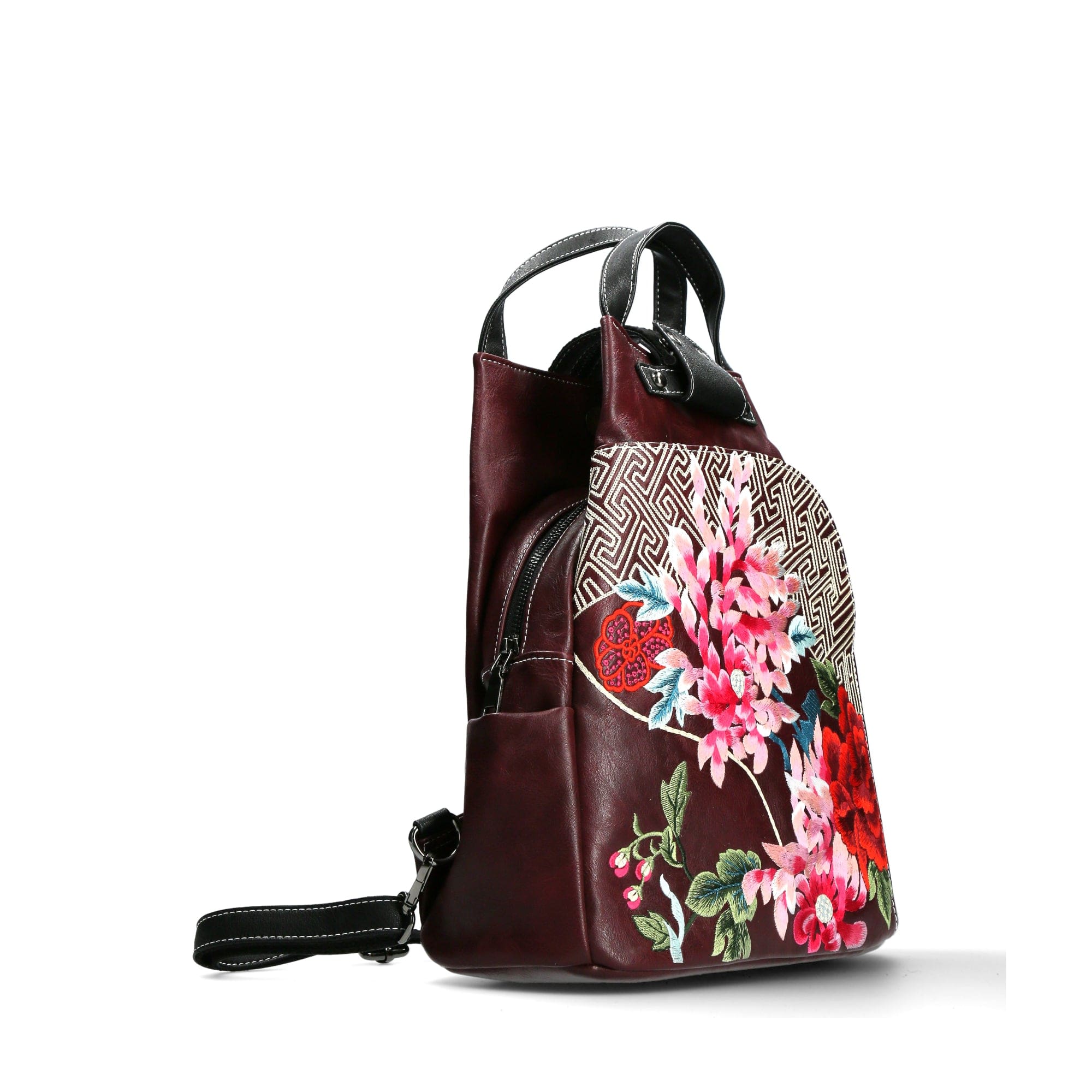 Exclusive Embroidered Backpack - Wine - Bag