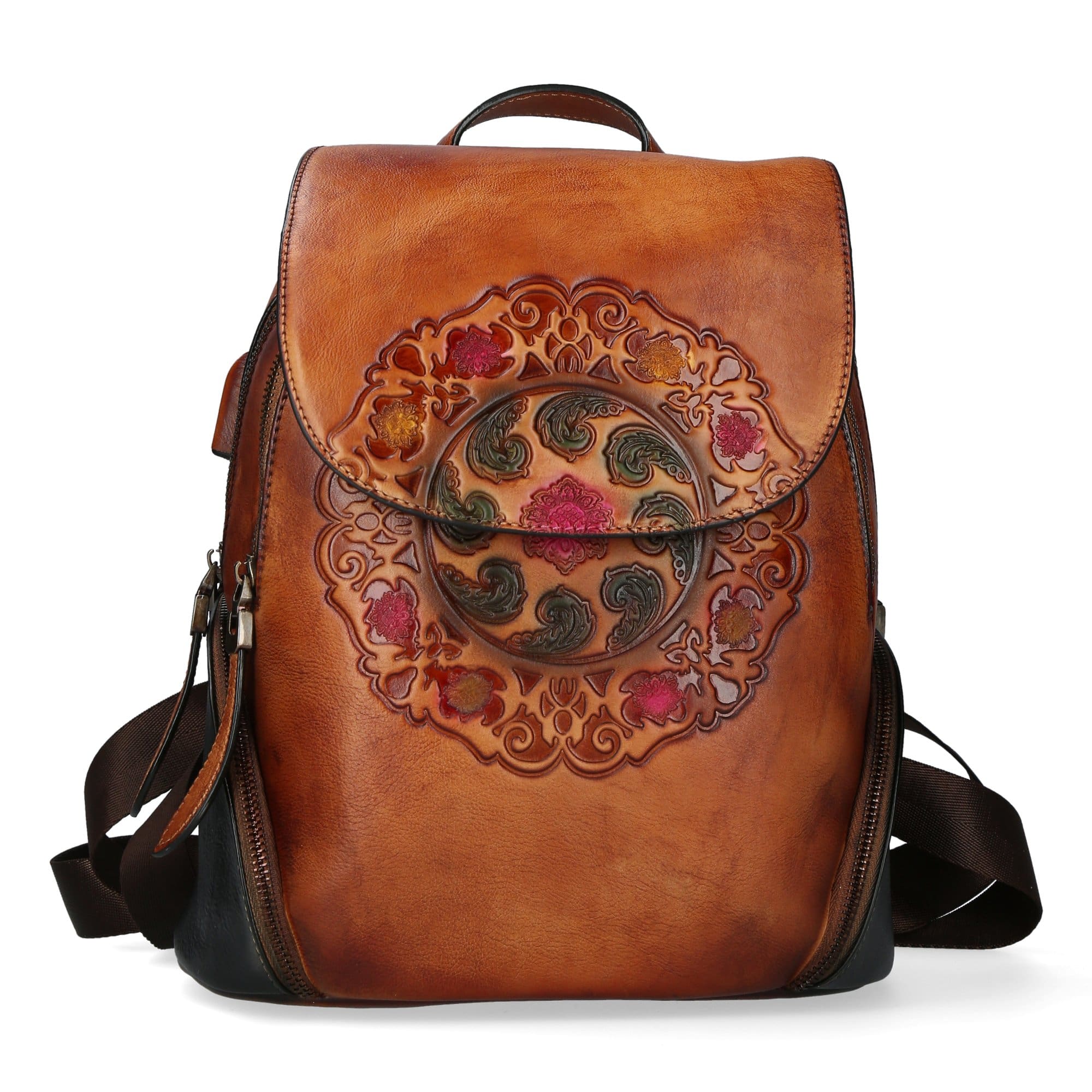 Dryades Leather Backpack - Brown - Bag