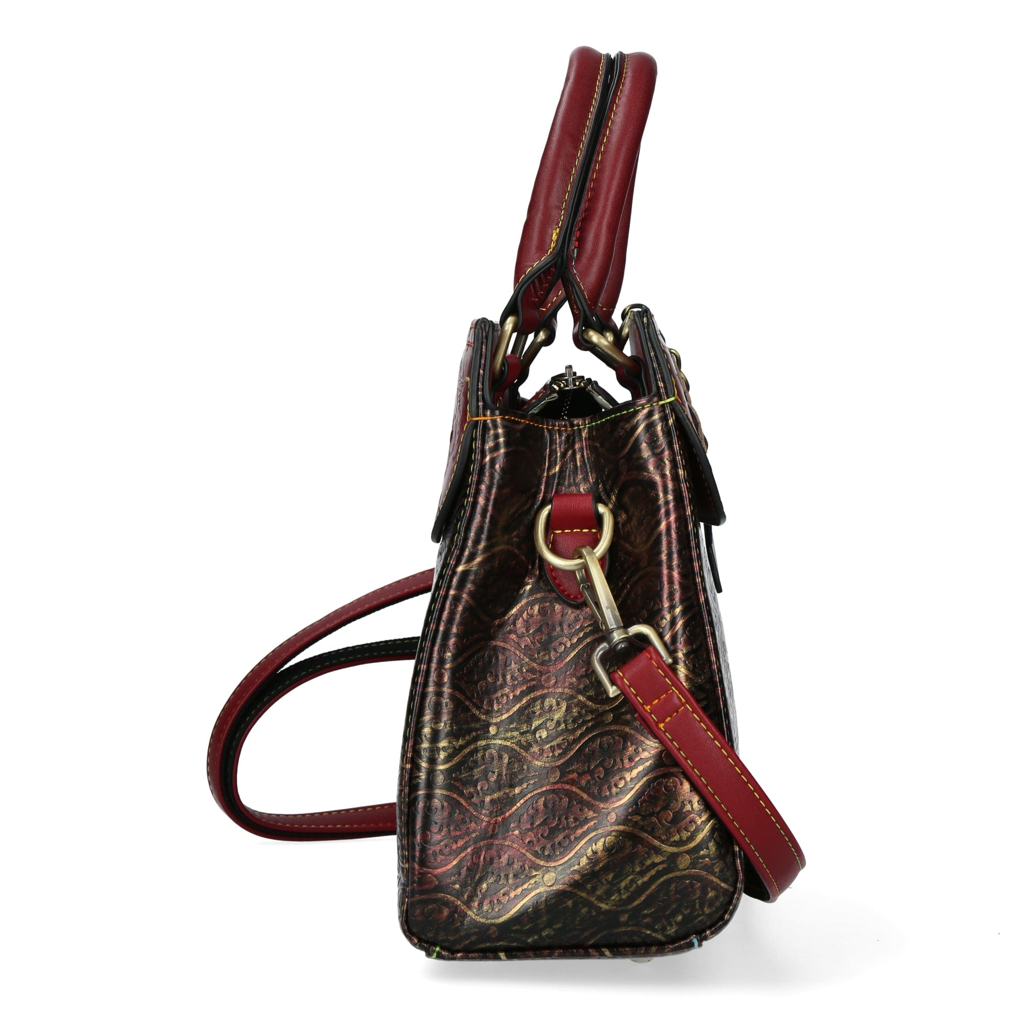 Leather Handbag 4380B - Wine - Bag
