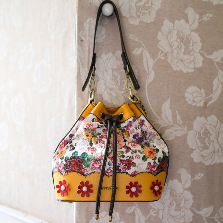 Sac De Voyage Laura Ashley - Noir - Toile Et Cuir - Motif Floral - Bandoulière