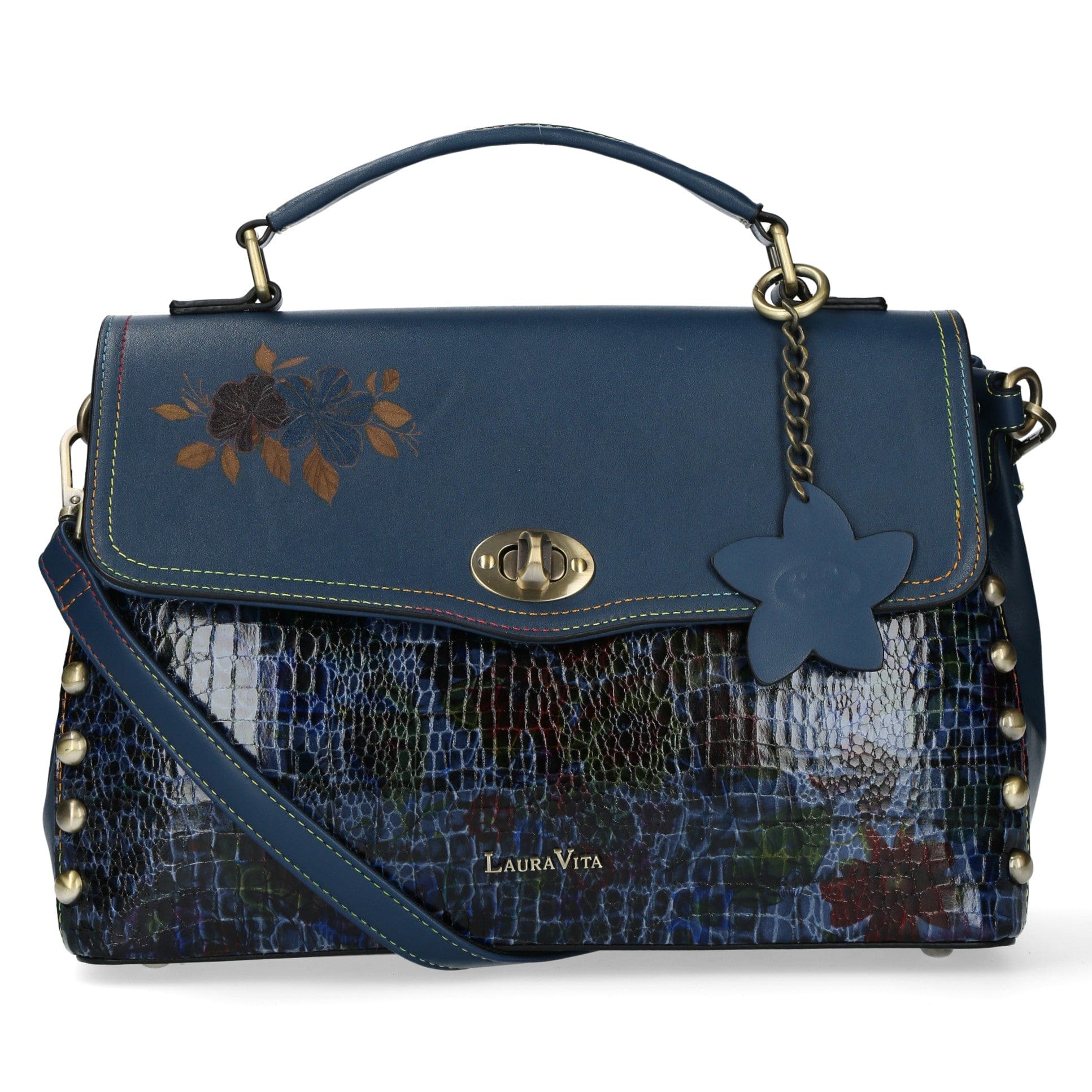 Leather Handbag 3382J - Blue - Bag
