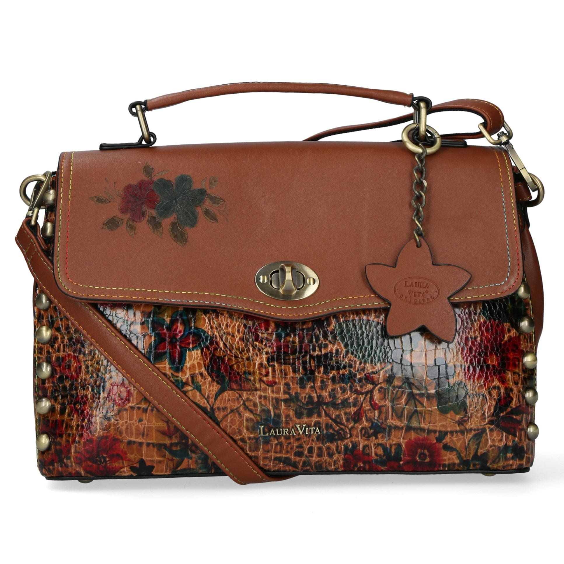 Leather Handbag 3382J - Camel - Bag