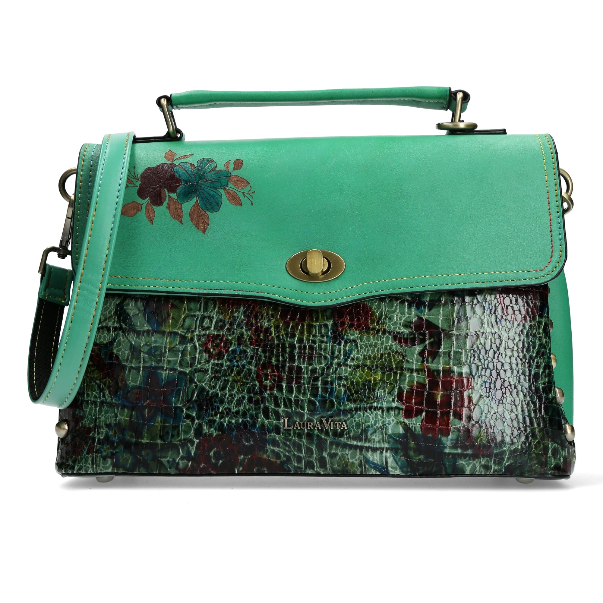 Leather Handbag 3382J - Green - Bag
