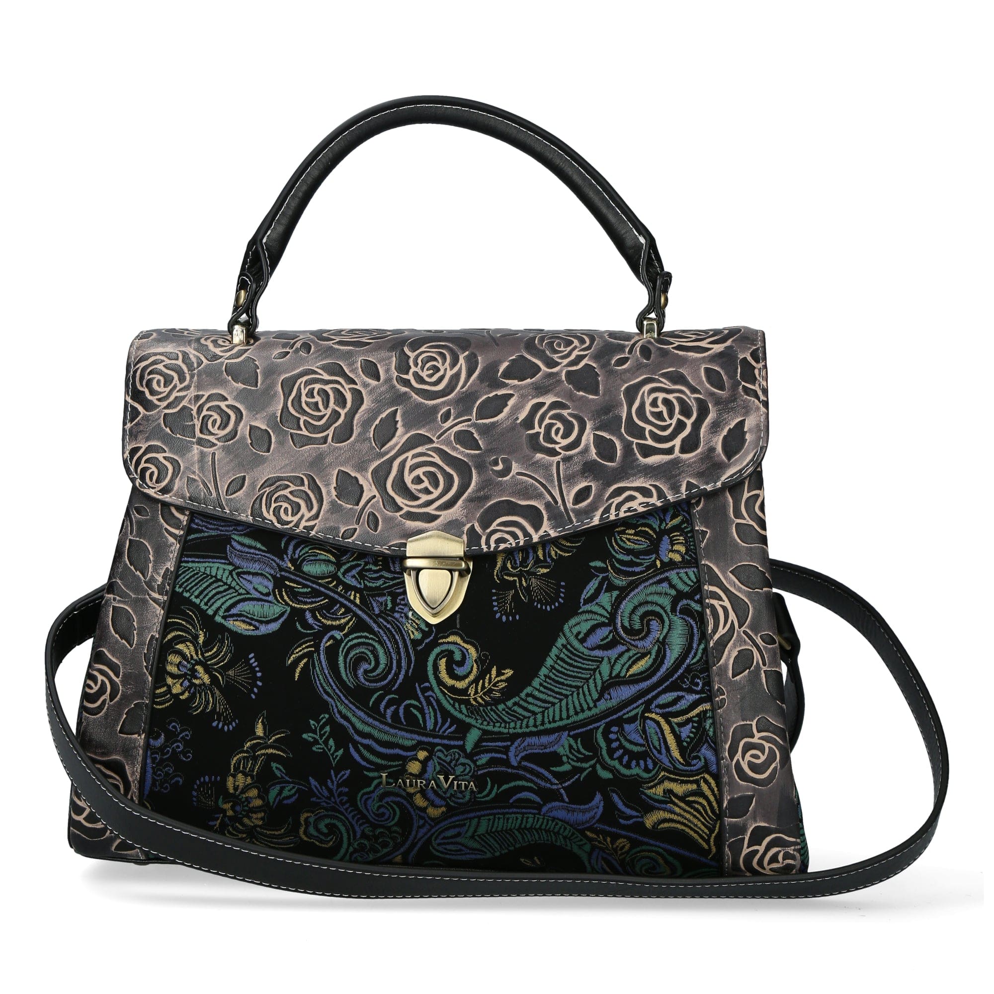 Leather Handbag 4546C - Blue - Bag
