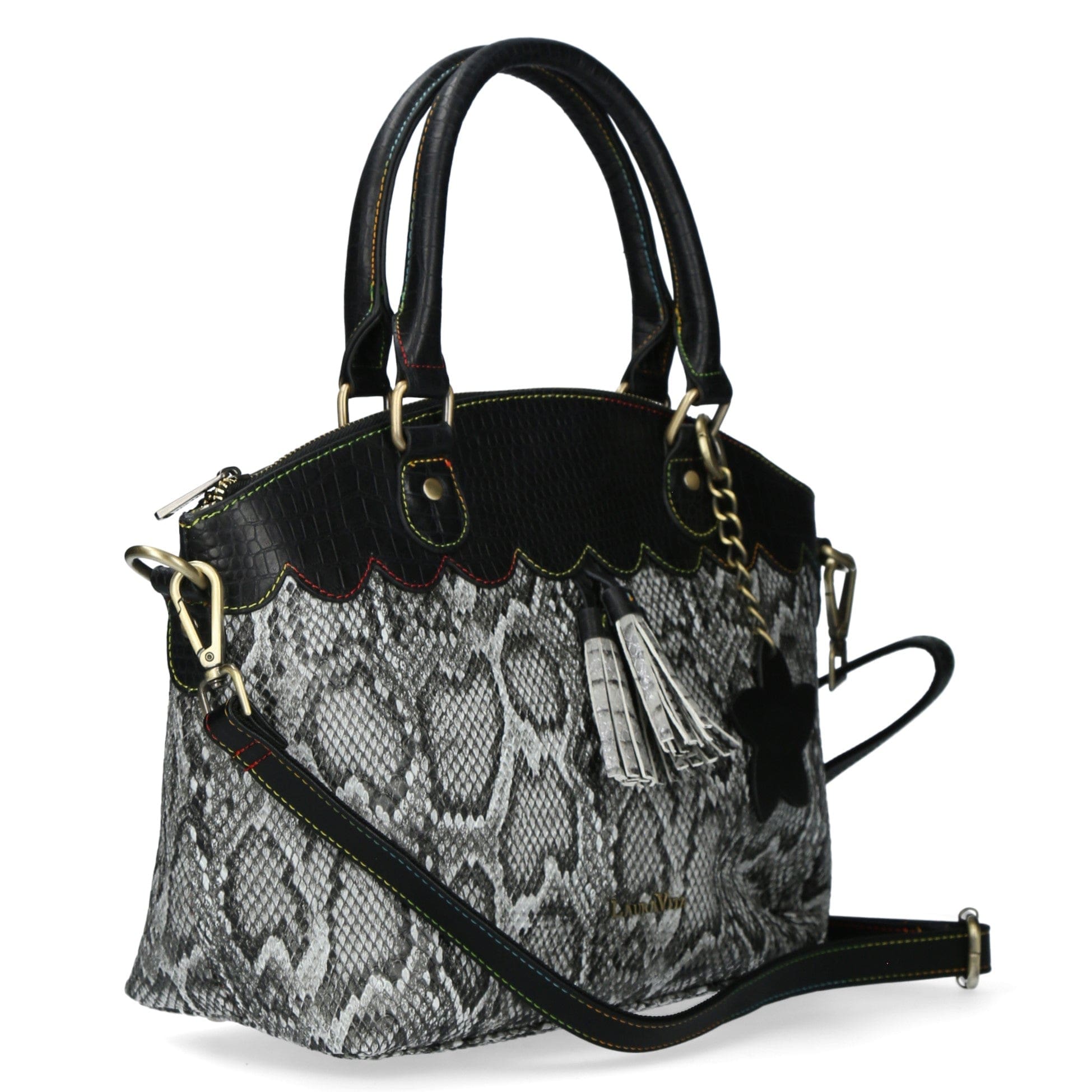 Handväska i läder 4736C - grå - väska