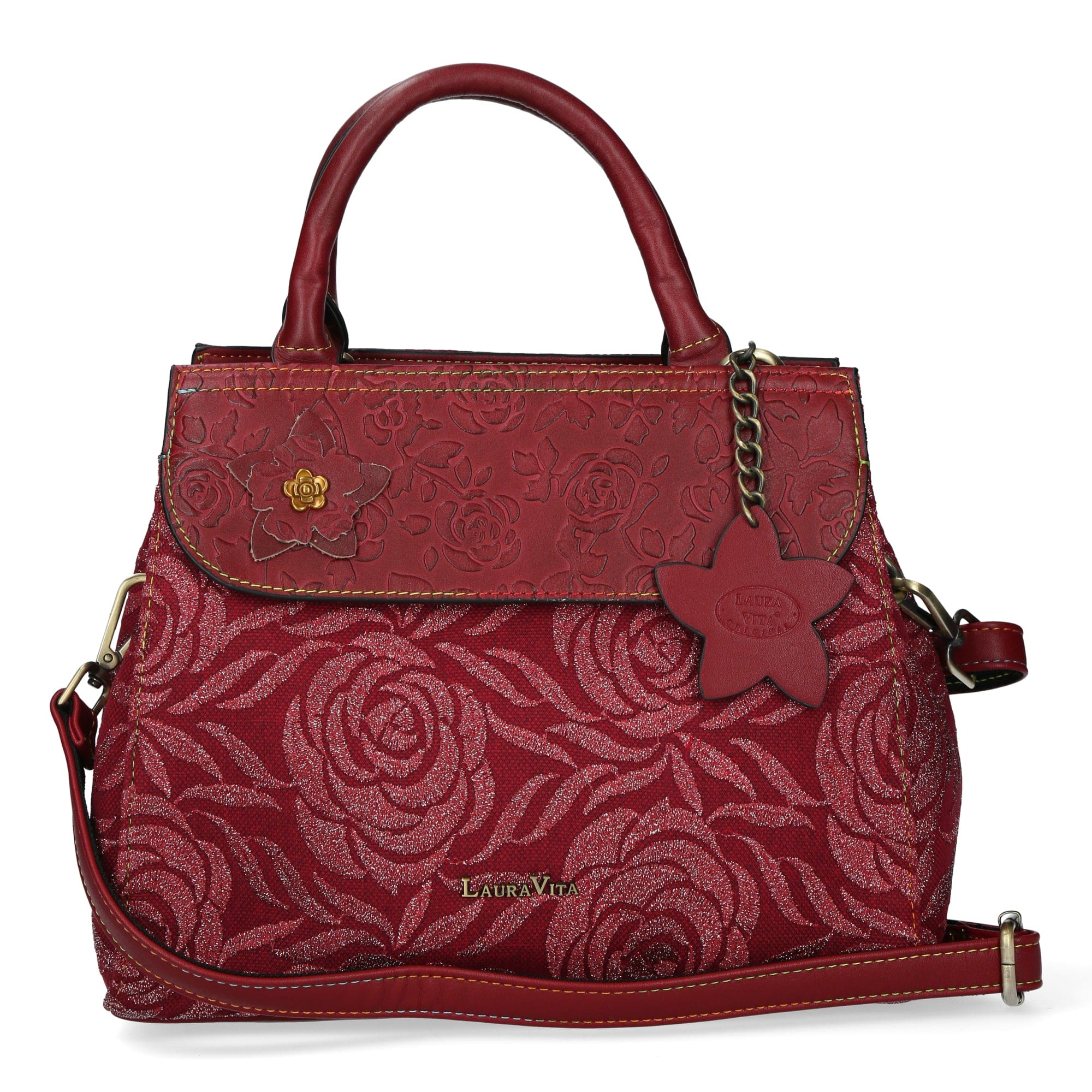 Handväska i läder 4737A - röd - väska