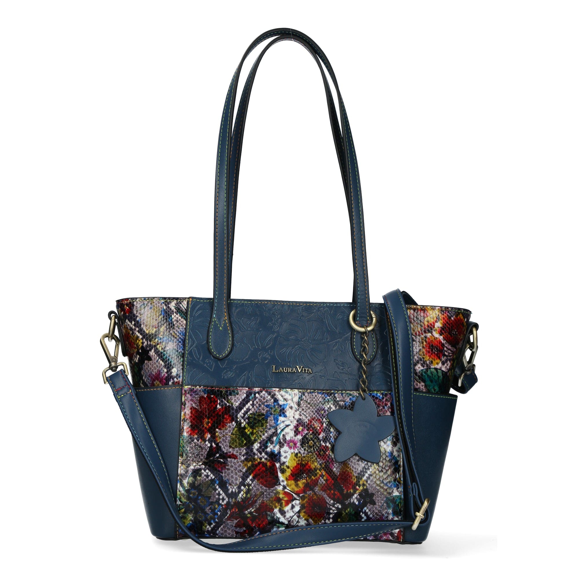 Leather Handbag 4739A - Blue - Bag