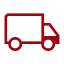 Simple icon with red outline of a truck or delivery van.