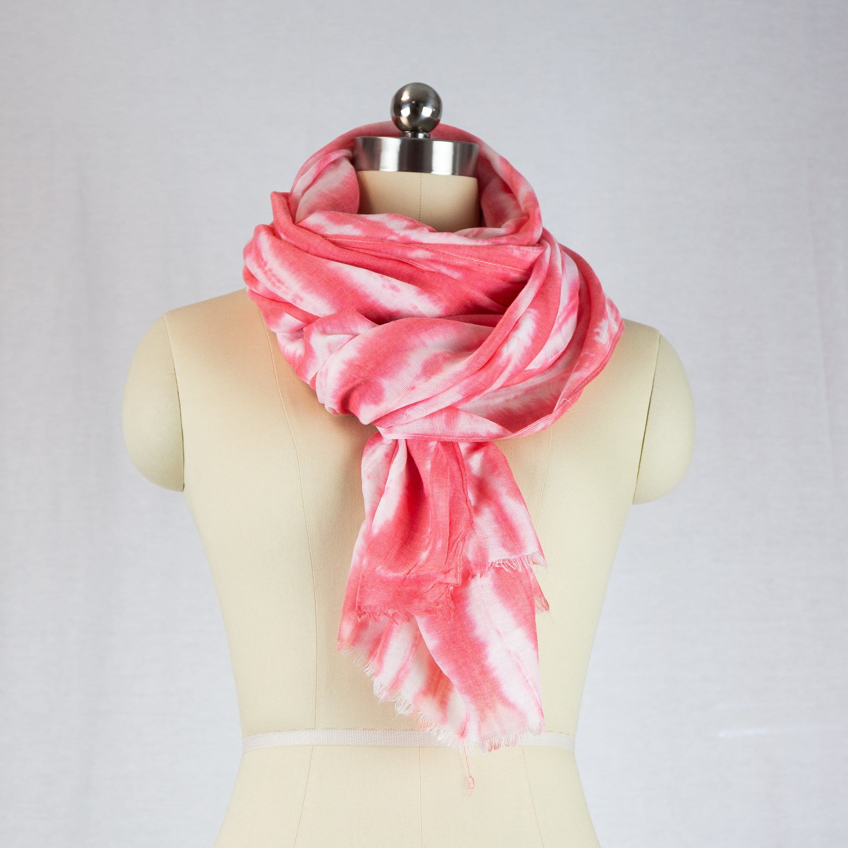 Tie and Dye Woven Scarf - Pink - Szalik
