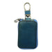 Læder nøglering og pung med karabinhage - Blå - Små lædervarer