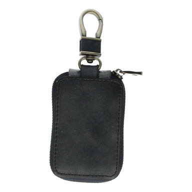 Læder nøglering og pung med karabinhage - Sort - Små lædervarer