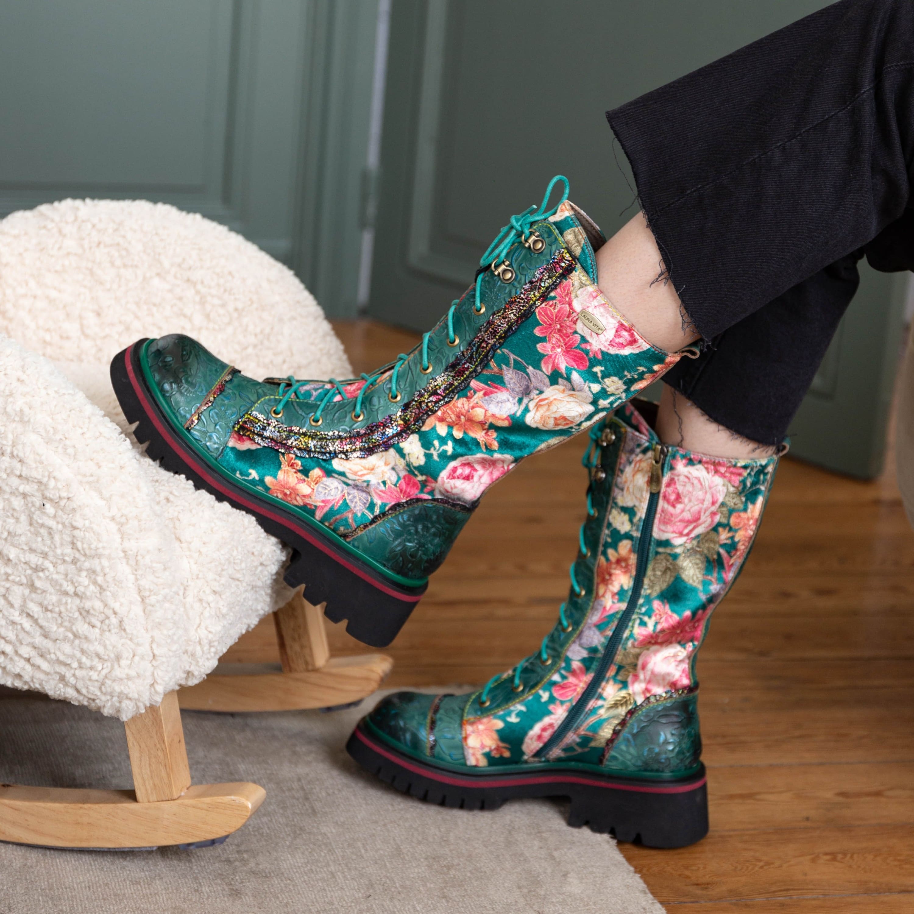 Laura Vita Stiefel Mit Blumenprint Ankle Boots With High Heel