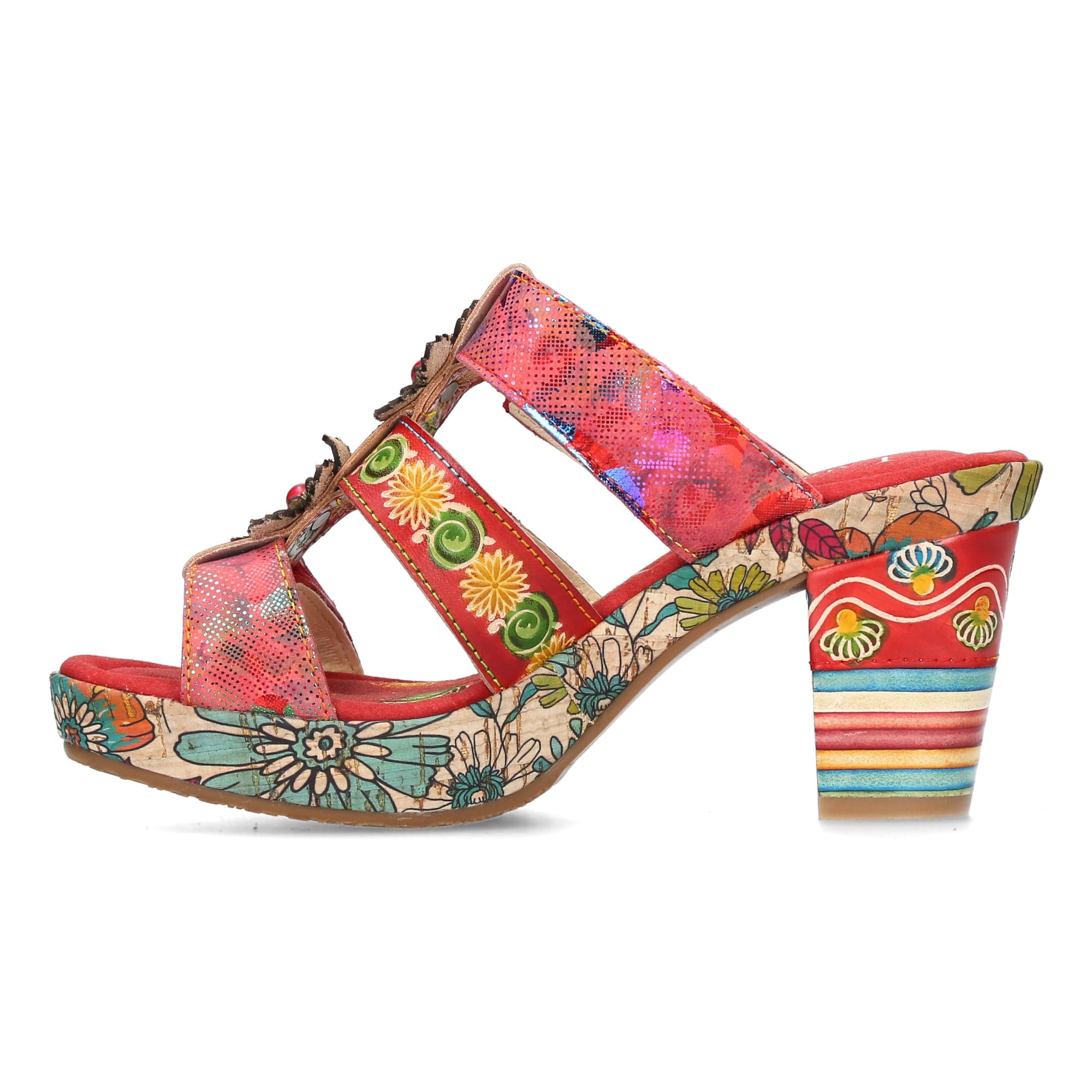 Mules NELLAO-10 Pour Femmes En Cuir Véritable - Talon 8 Cm - Bleu, Rouge, Jaune - Confort Et Style